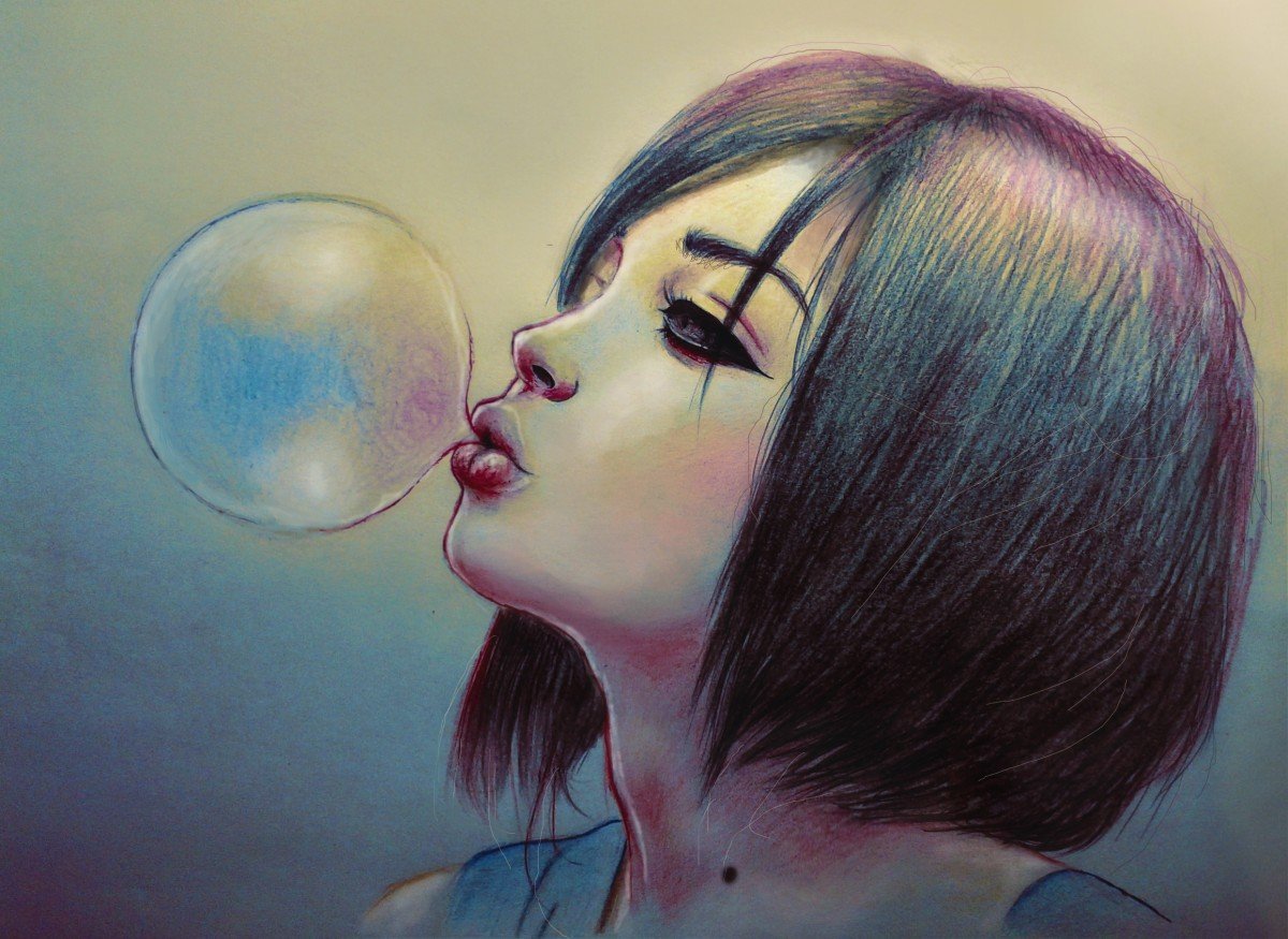 Нарисованная блондинка