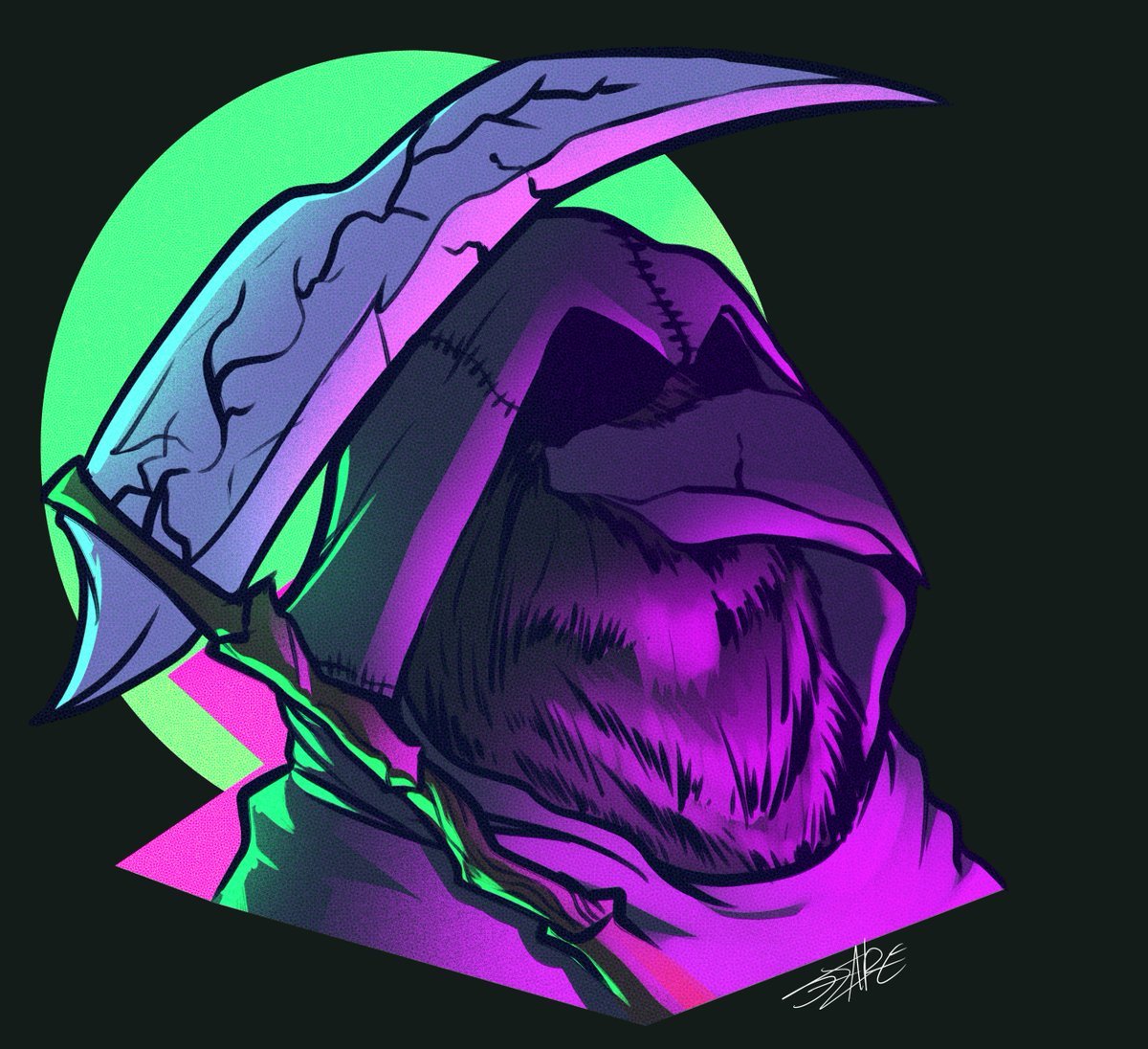 Человек в неоновой маске