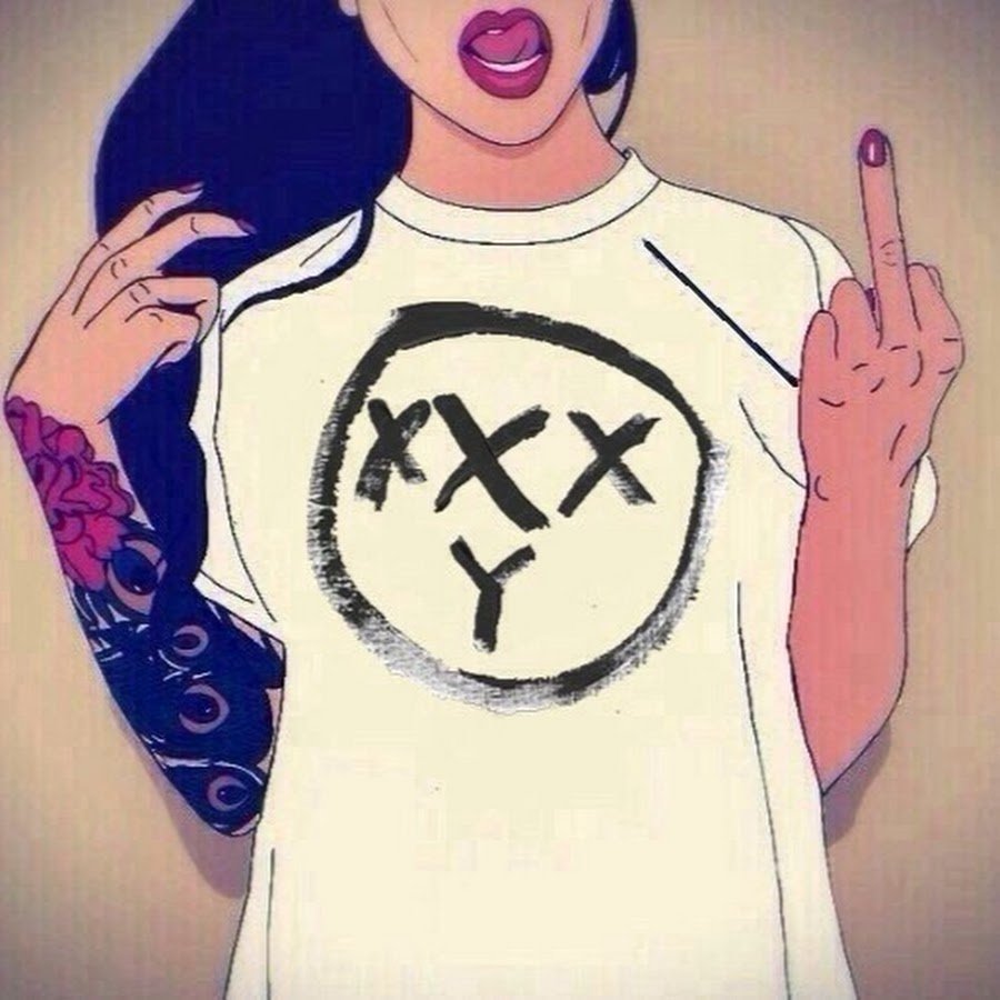 Нарисованная девочка с факом