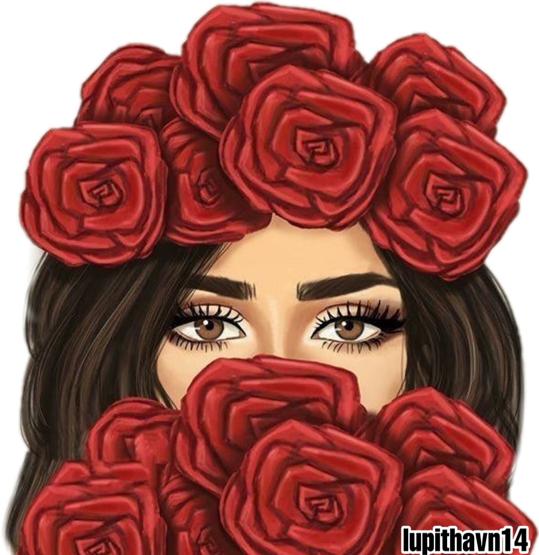 Картинка рыжая девушка нарисованная с букетом цветов