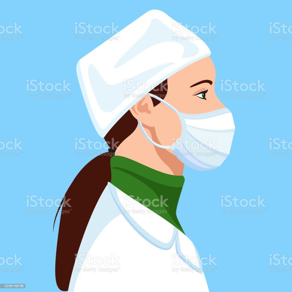 Медсестра рисунок в медицинской маске