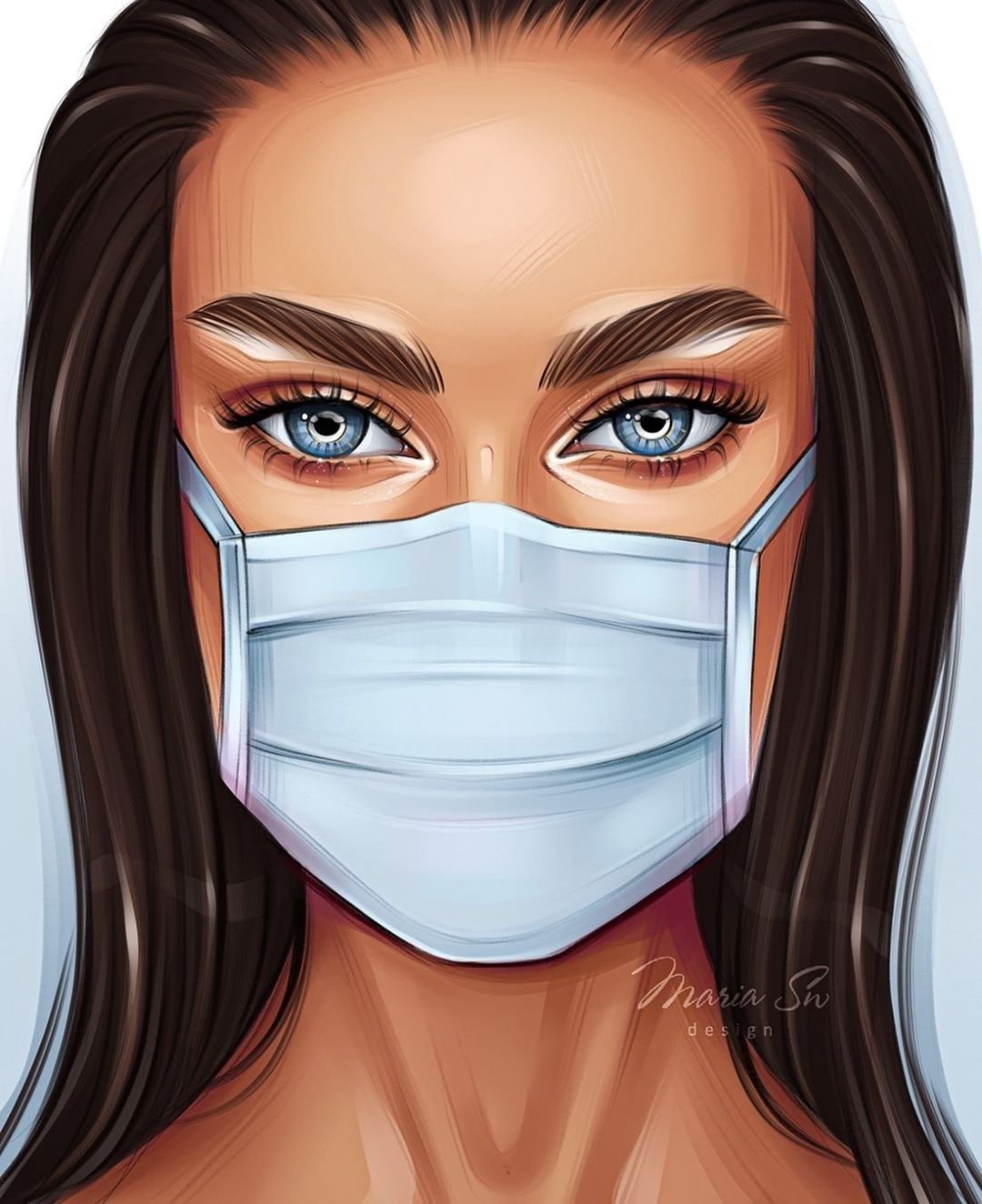 Девушка в маске рисунок