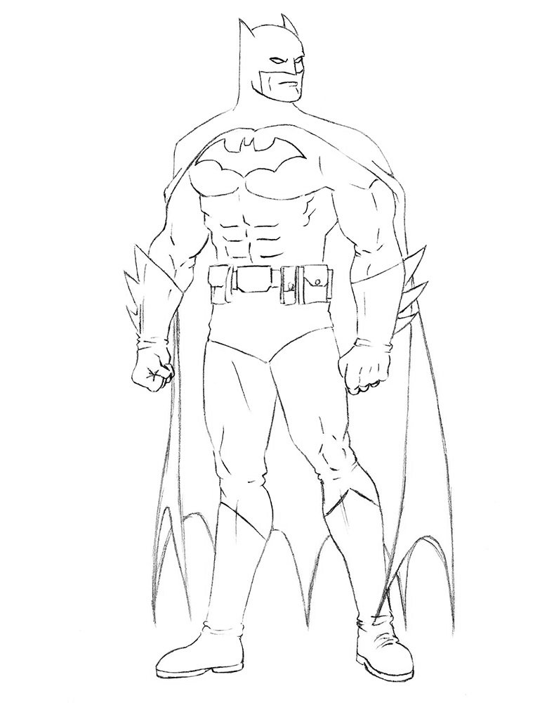 Бэтмен черно белый рисунок