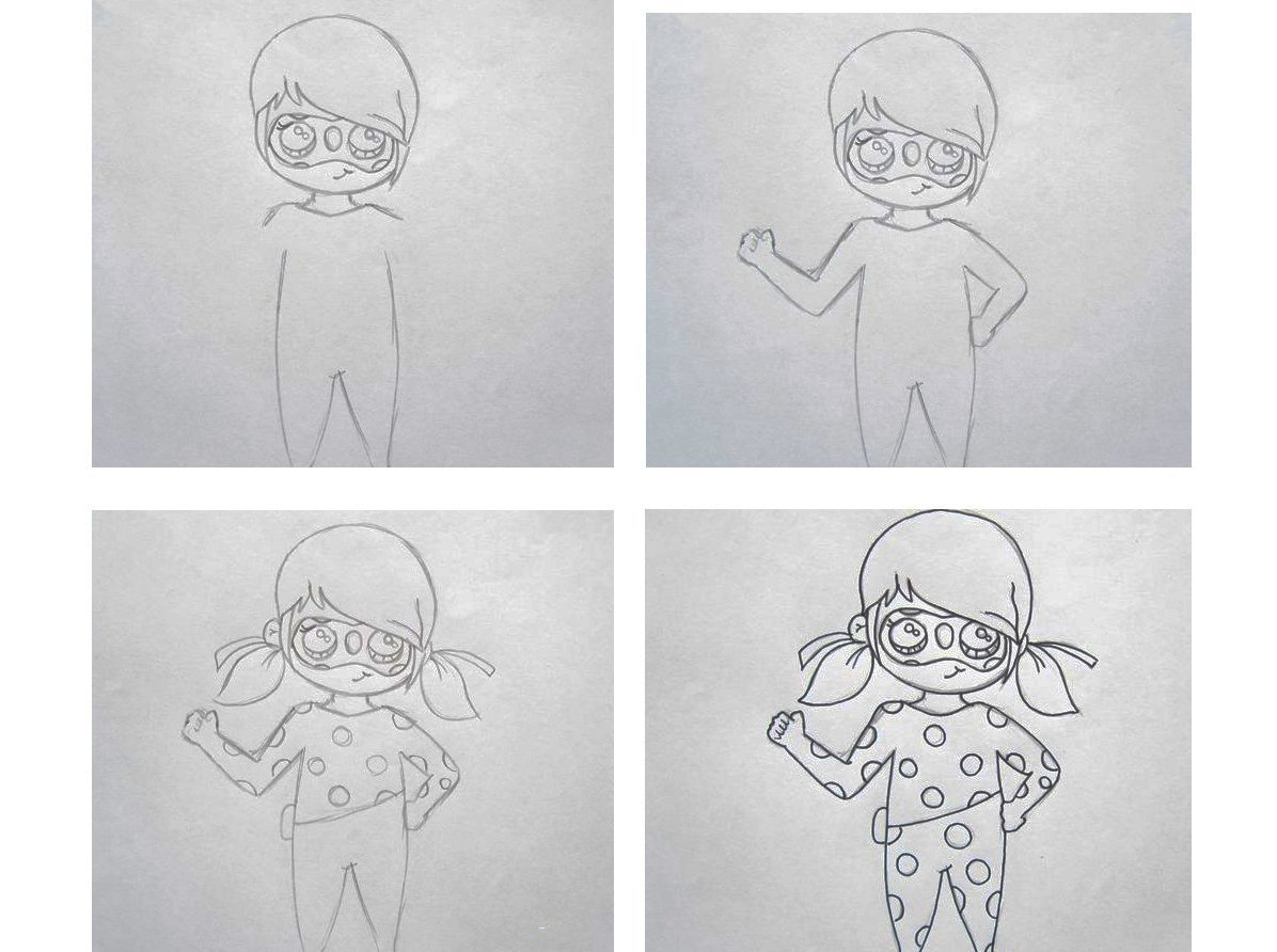 Поэтапный рисунок леди баг