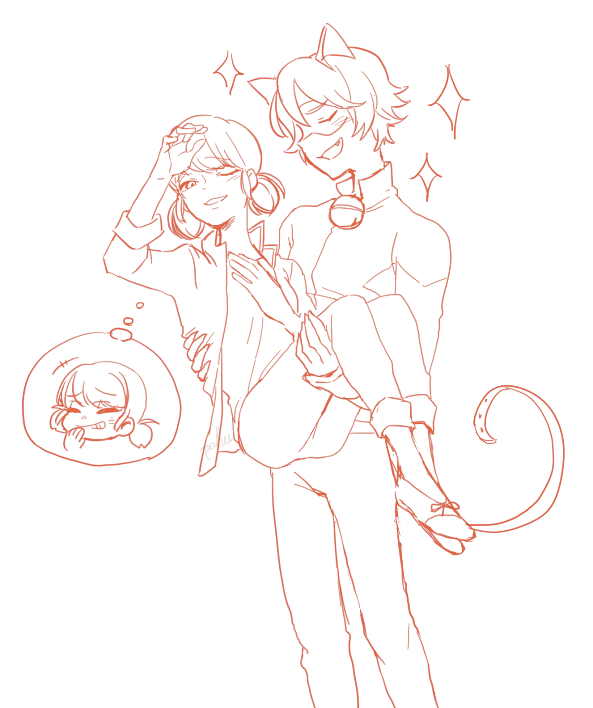 Скетчи леди баг и супер кот