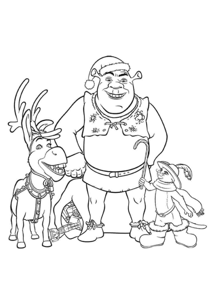Новогодний Шрек раскраска