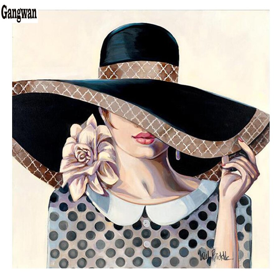 Картина девушка в шляпе