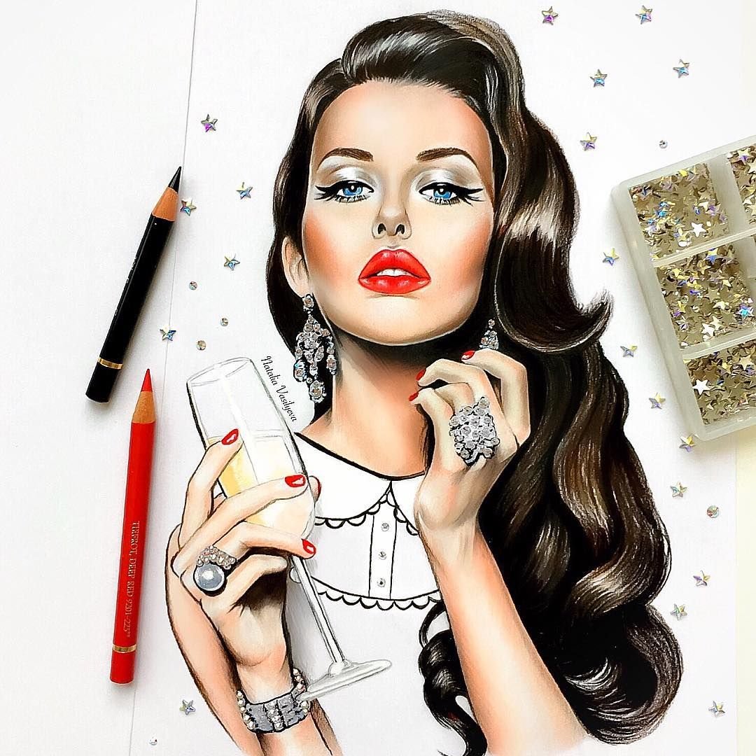 Нарисованная девушка визажист
