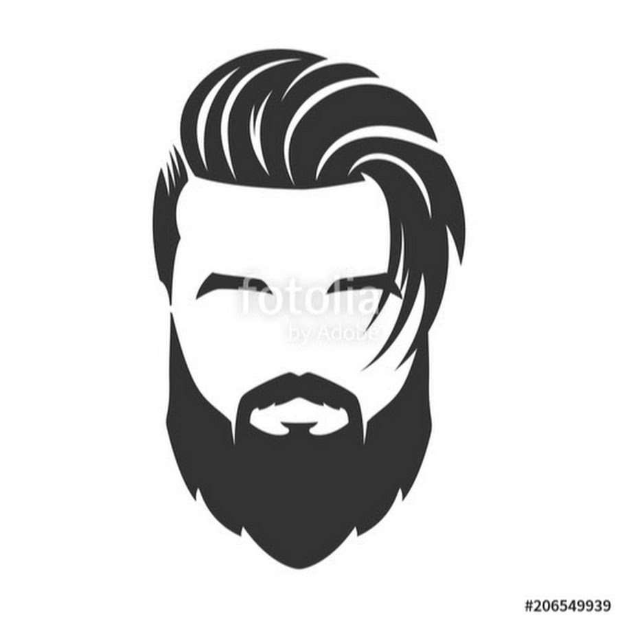 Силуэт бороды и длинные волосы