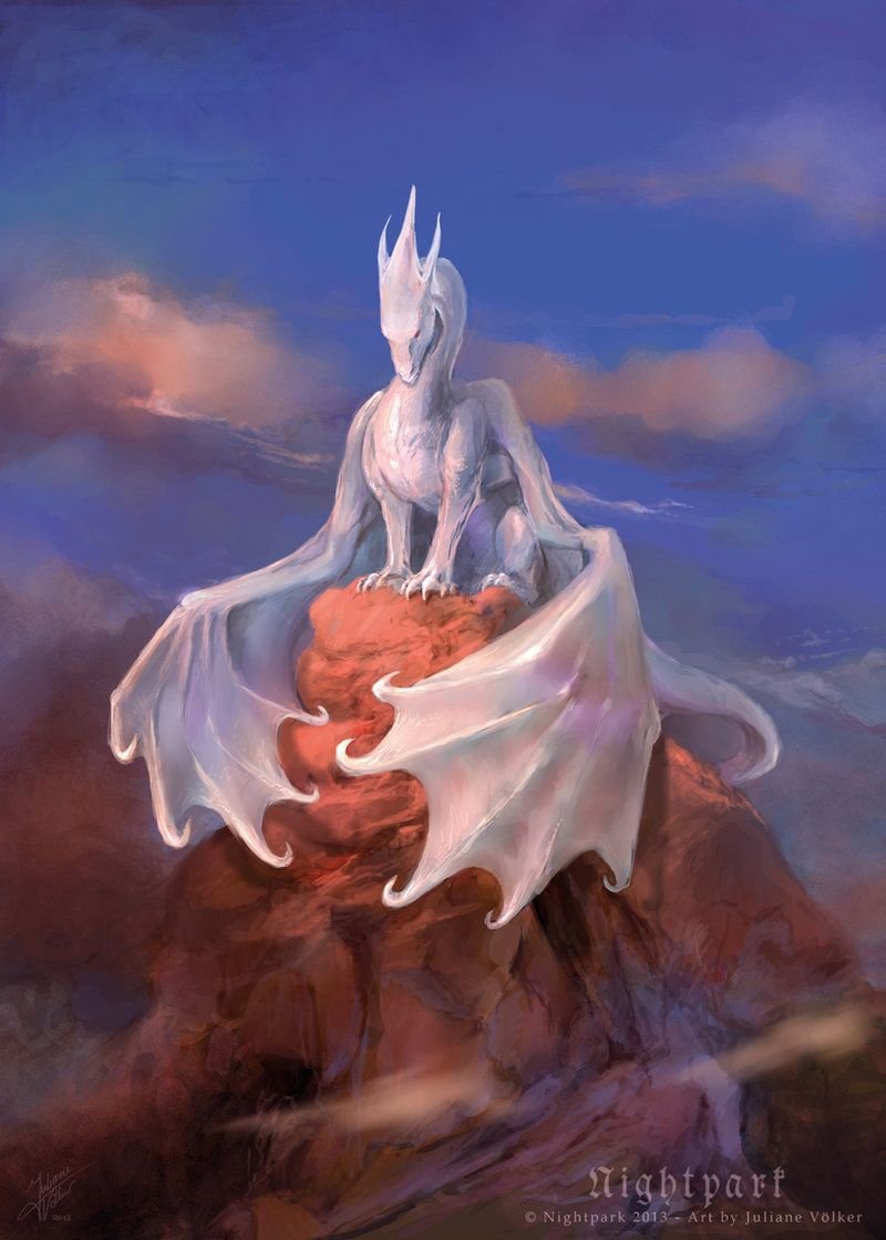 Белый дракон арт фэнтези