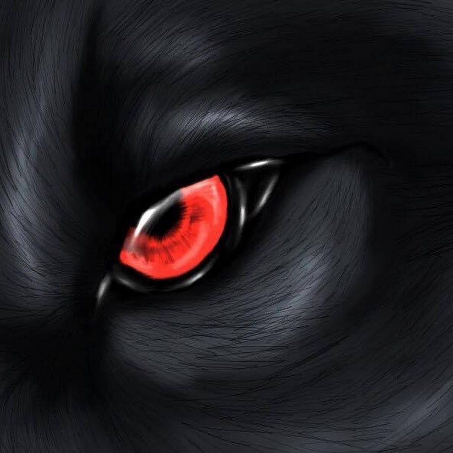 Чёрный волк с красными глазами