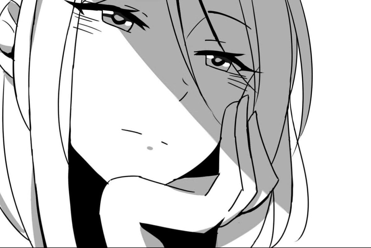 Аниме лицо девушки черно белое