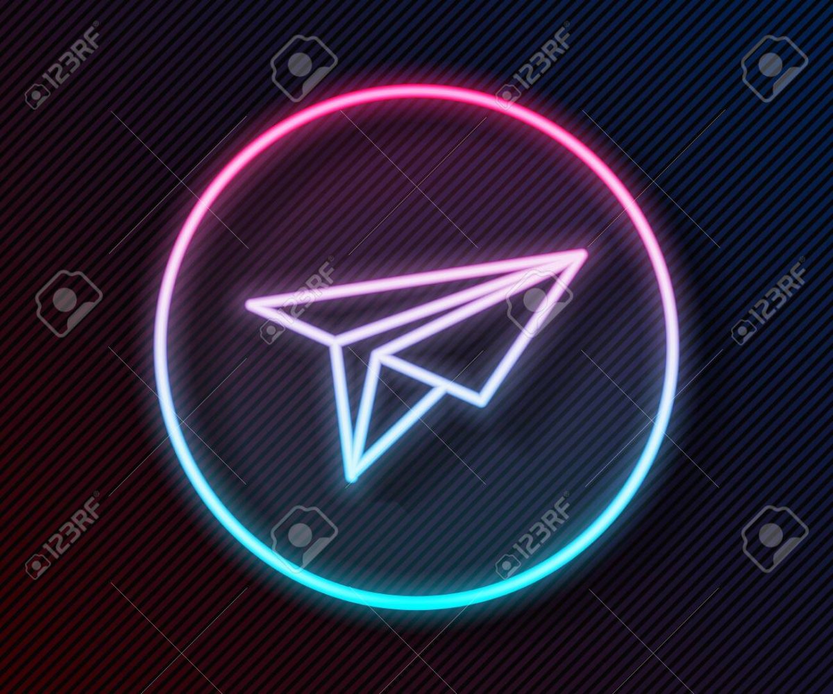 Неоновый значок телеграмма