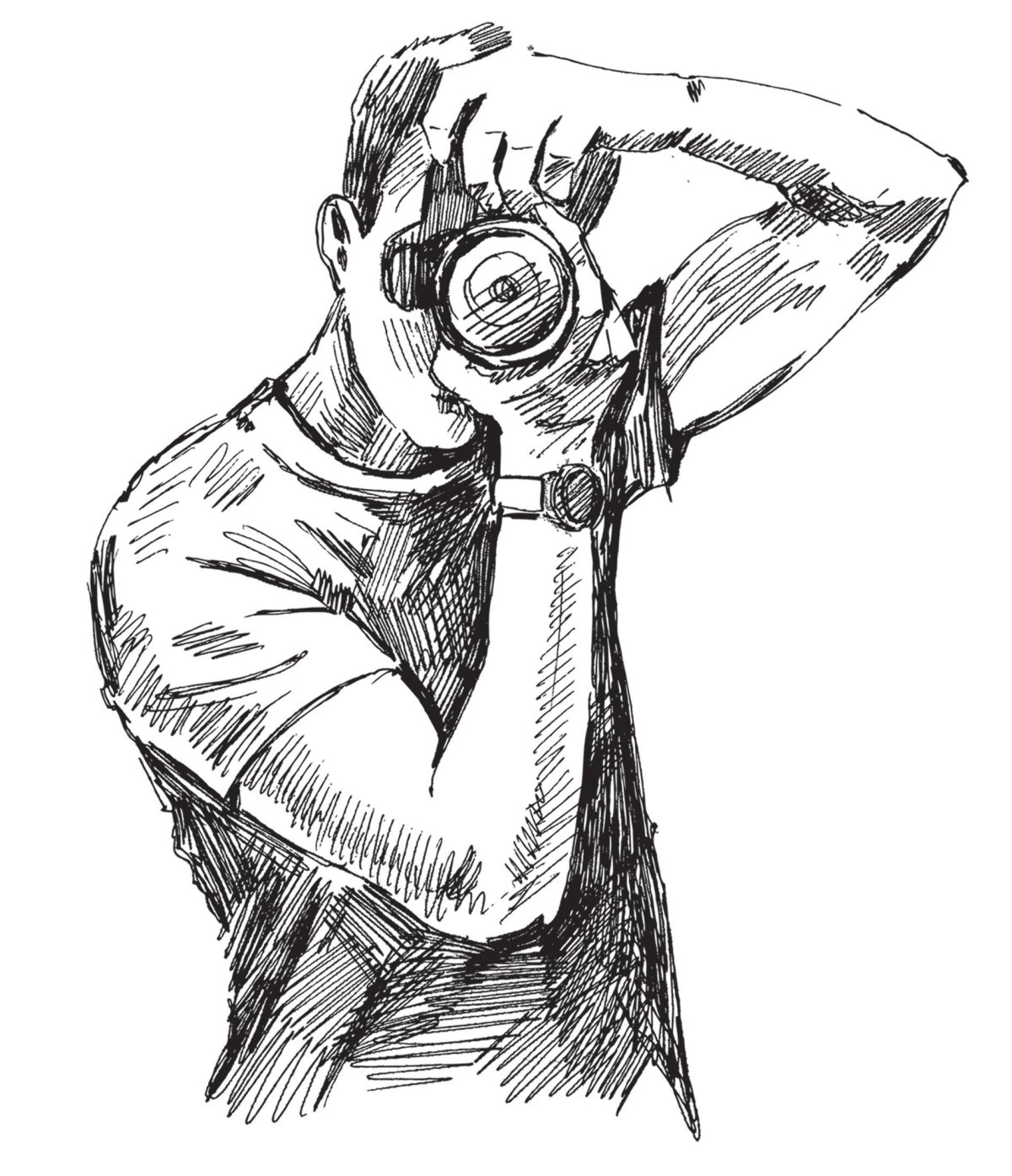 Рисованный человек с фотоаппаратом