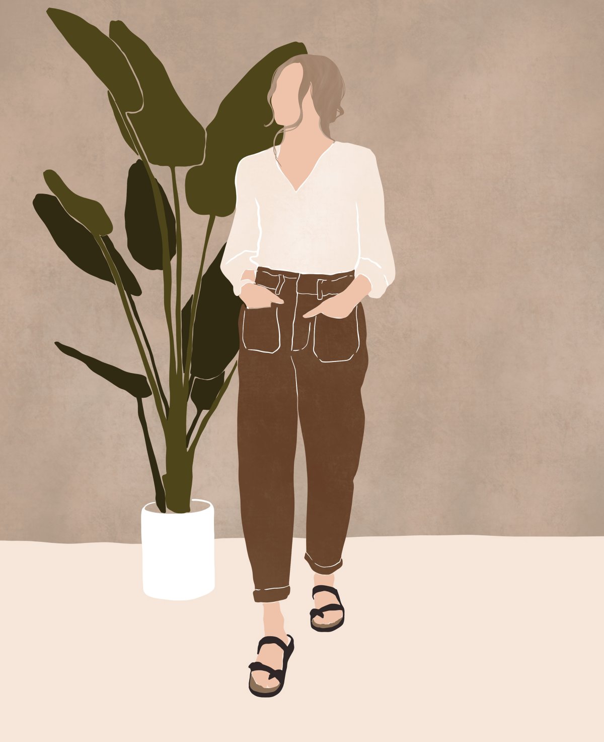 Брюнетка с букетом цветов