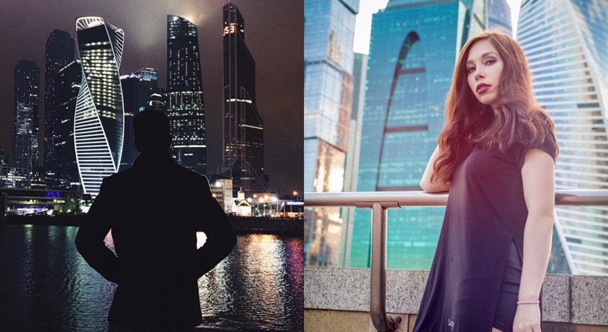 Фото девушек на фоне Москва Сити