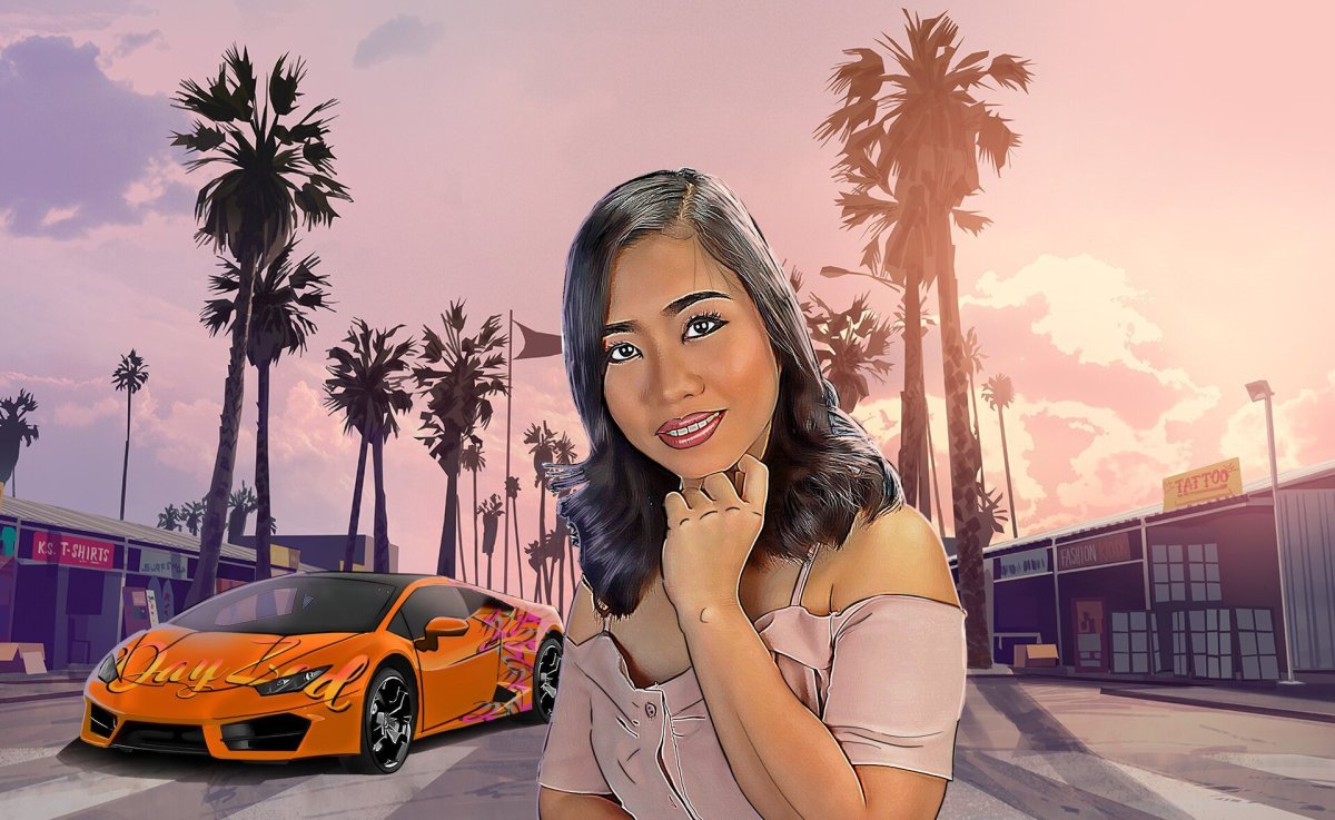 Девушка у окна с видом на город