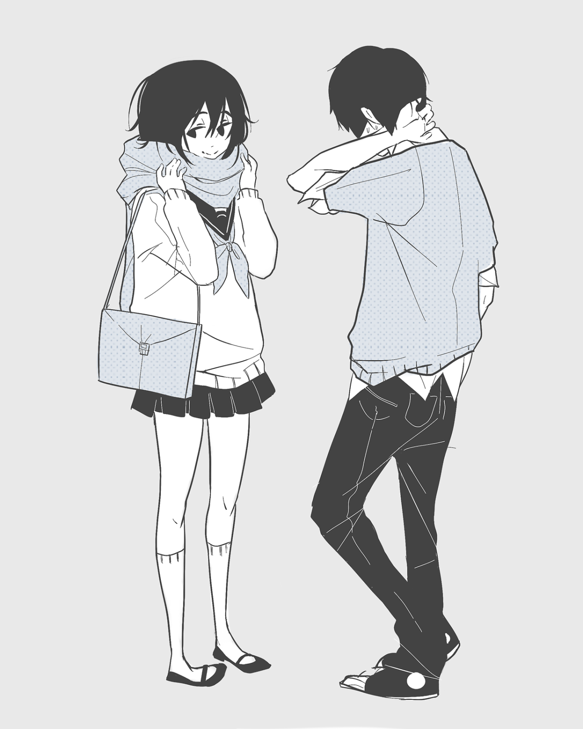 Аниме парень и девушка дурачатся