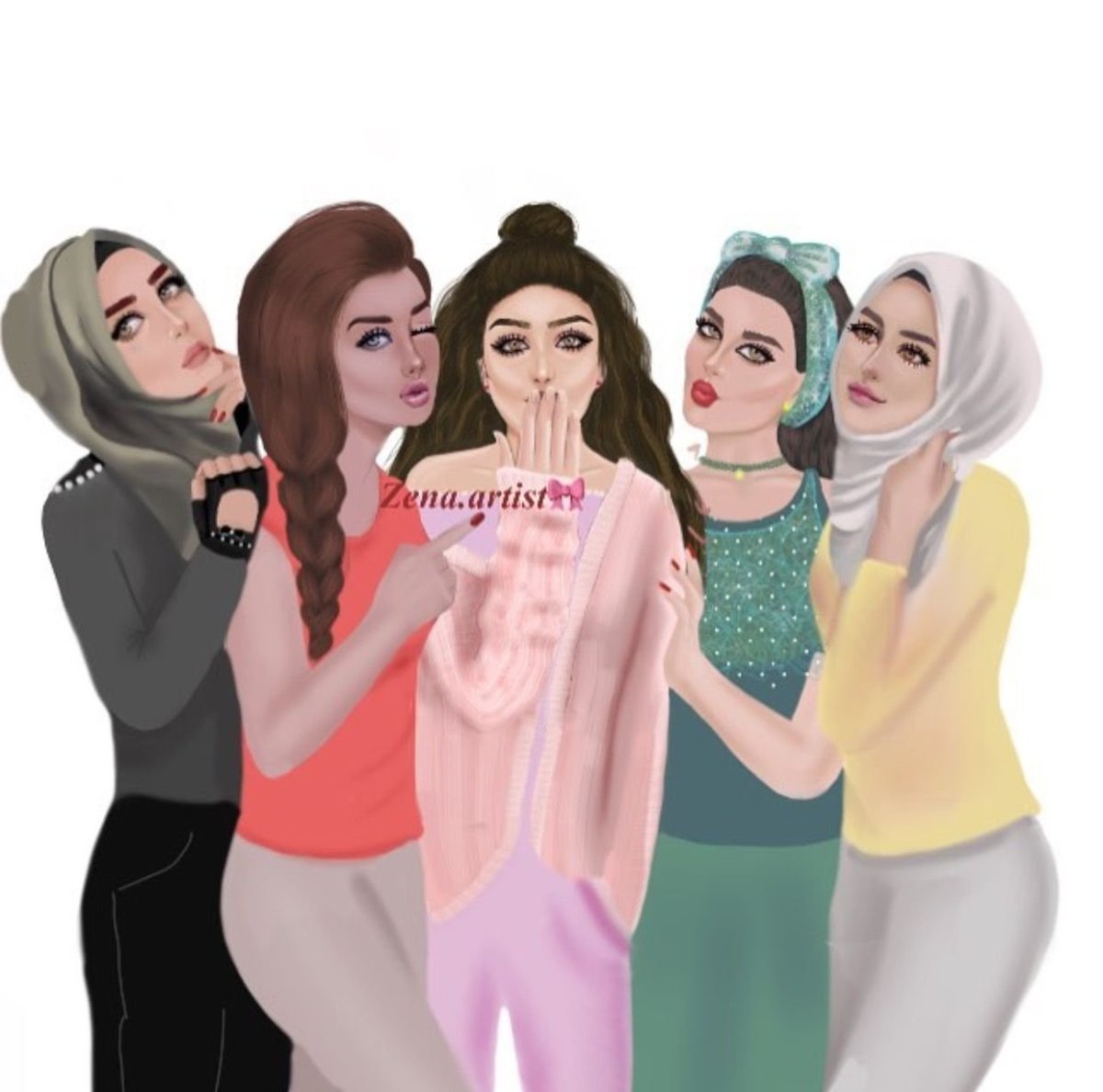 Пять нарисованных девушек