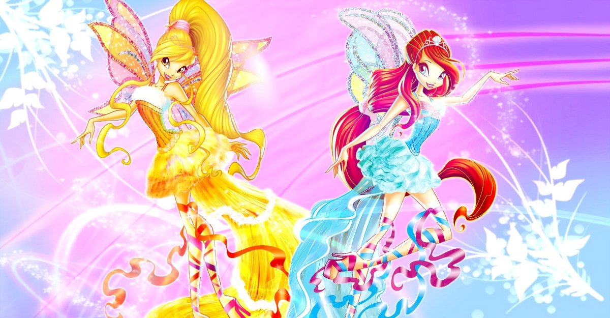 Винкс Блум и Флора обнимаются