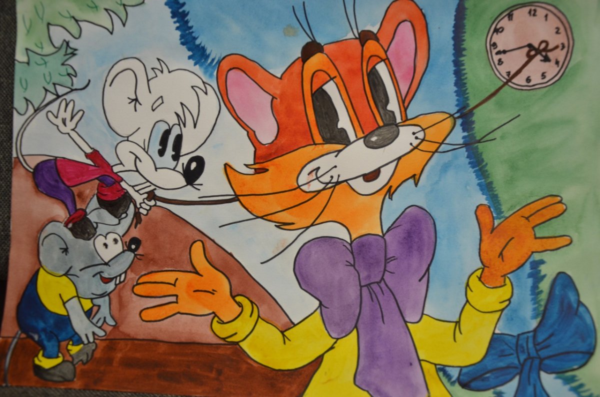 Раскраска кот Леопольд и мыши для детей