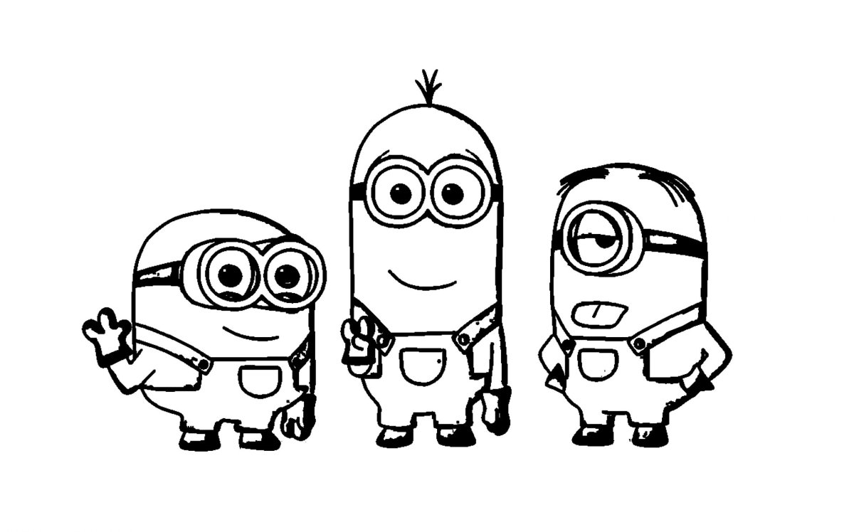 Три миньона раскраска
