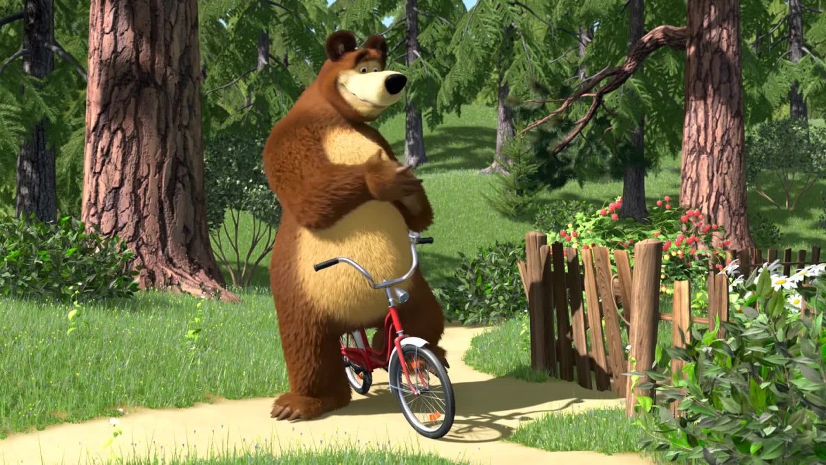 Маша и медведь на велосипеде