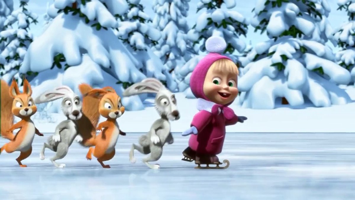 Маша и медведь на коньках