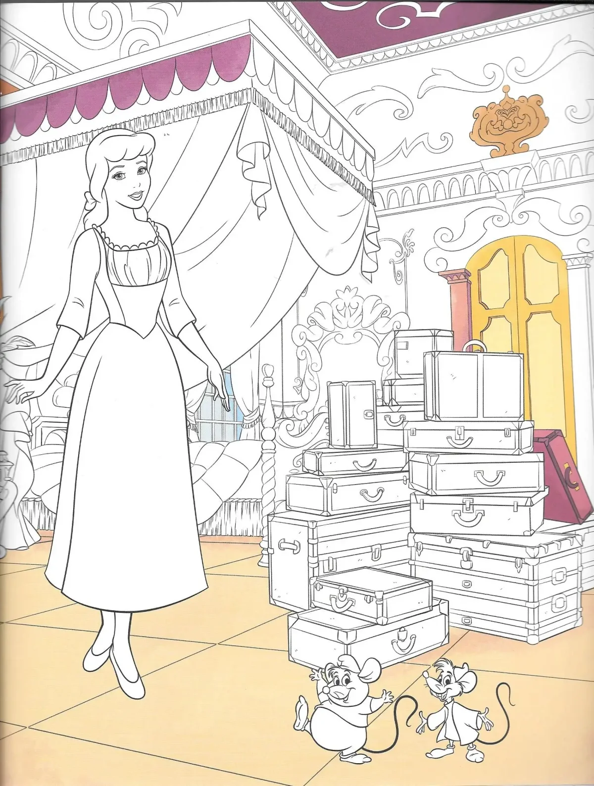 Раскраска комната принцессы