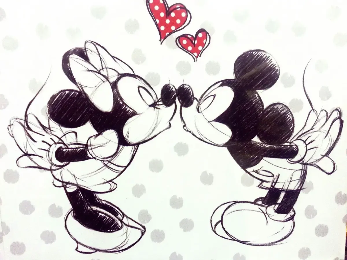 Микки и Минни Маус любовь