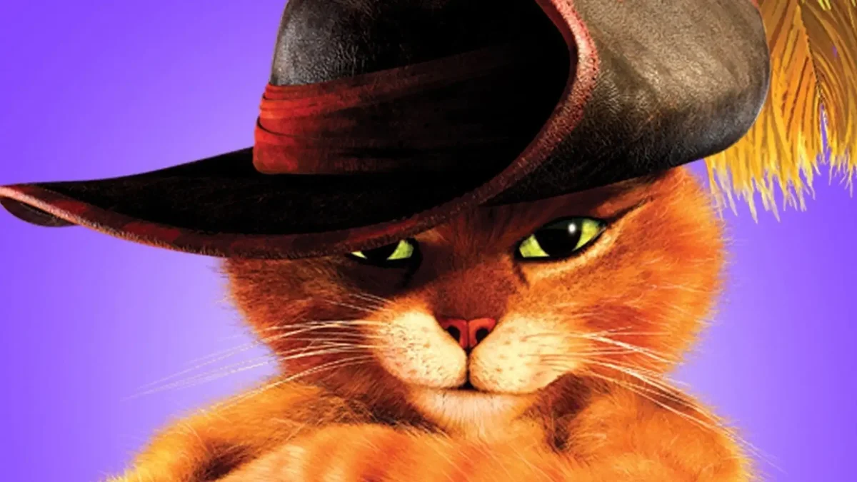 Кот из Шрека с большими глазами