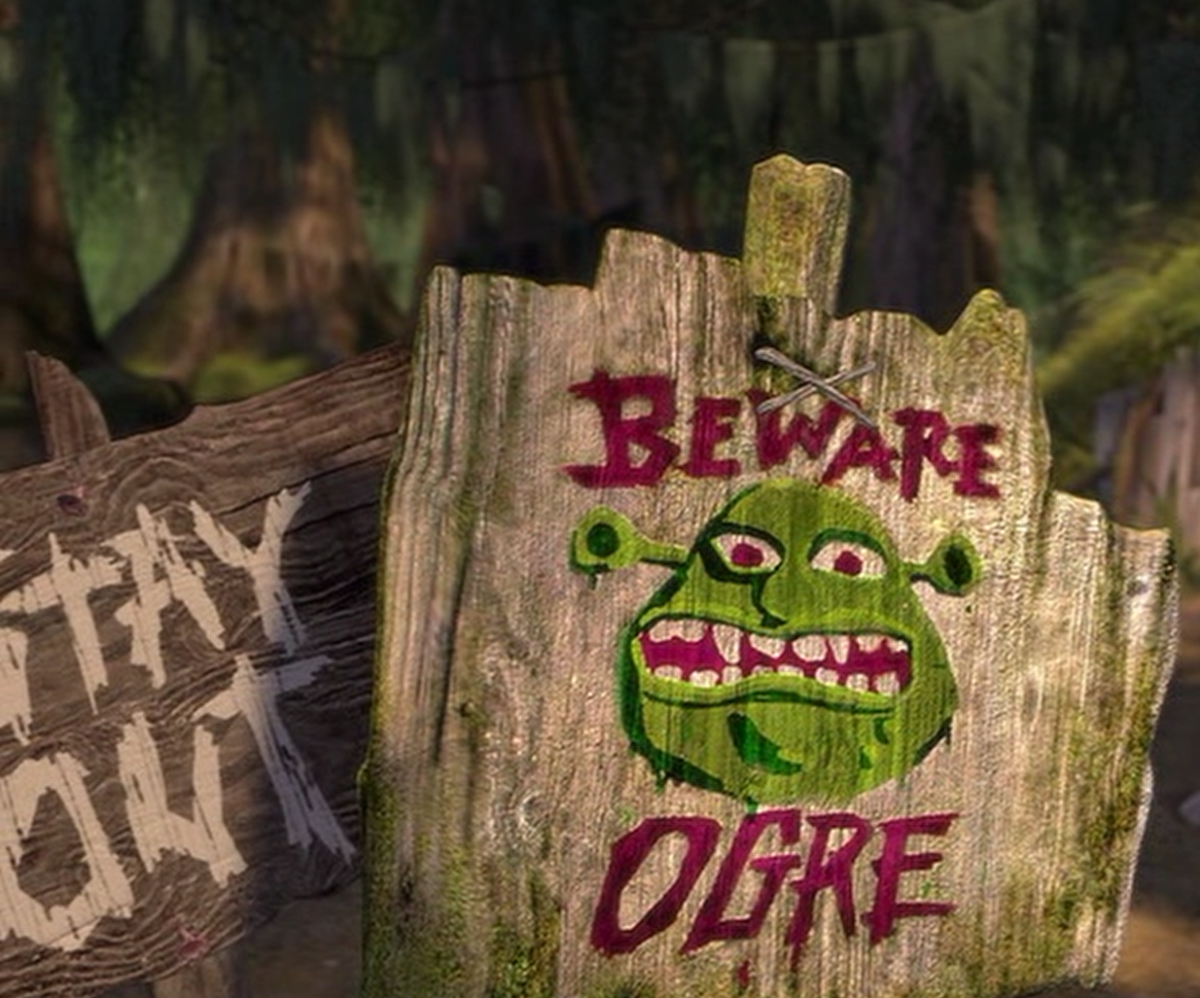 Шрек табличка на болоте