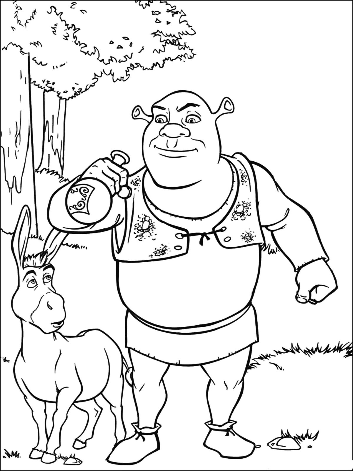 Шрек раскраска