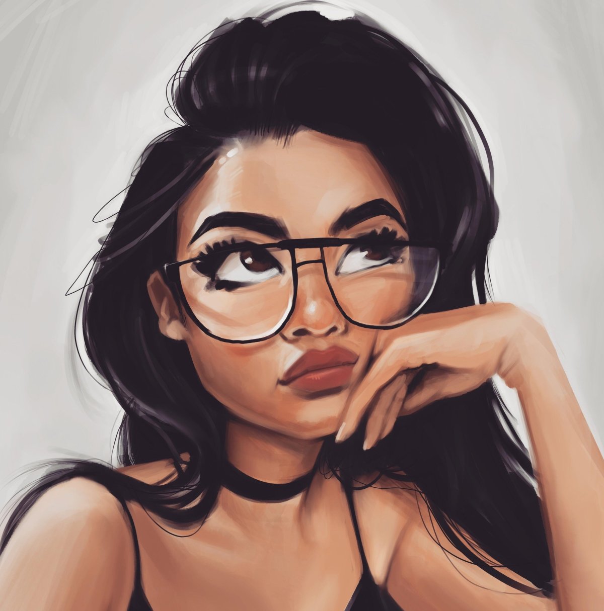 Нарисованные девушки брюнетки