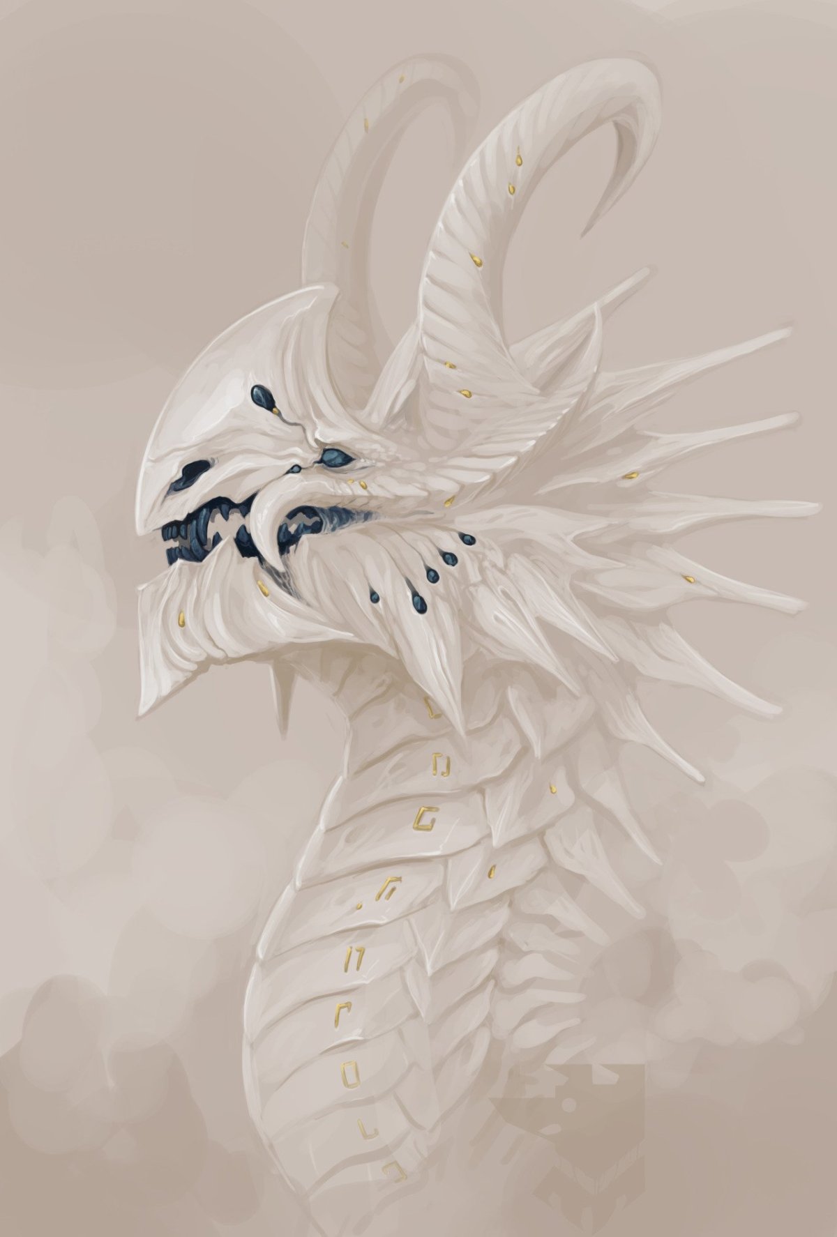 Дракон с перьями белый