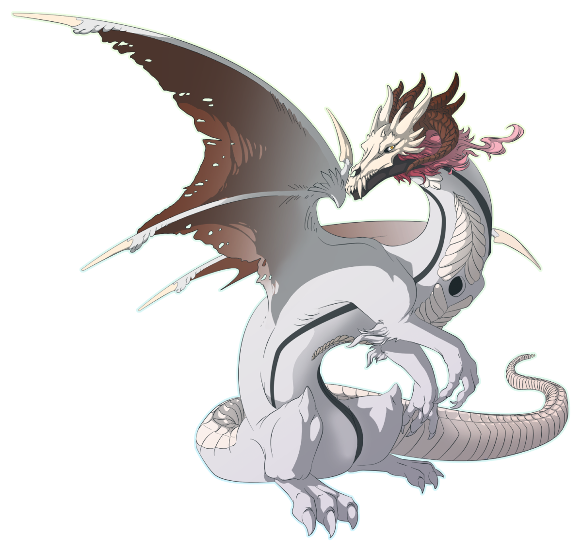 Красно белый дракон арт