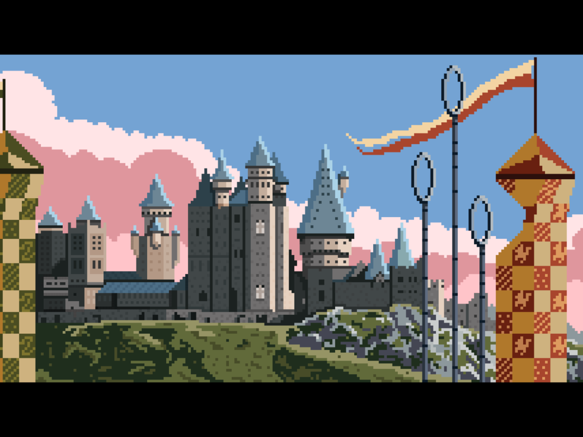 Пиксельный средневековый замок