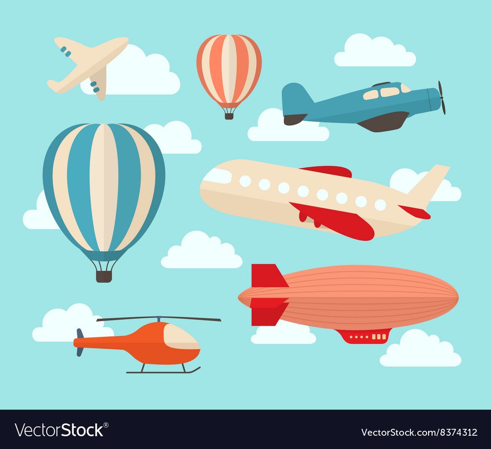 Flat air. Воздушный транспорт вектор. Воздушный транспорт иллюстрация. Воздушный транспорт на белом фоне. Воздушный транспорт для детей на прозрачном фоне.