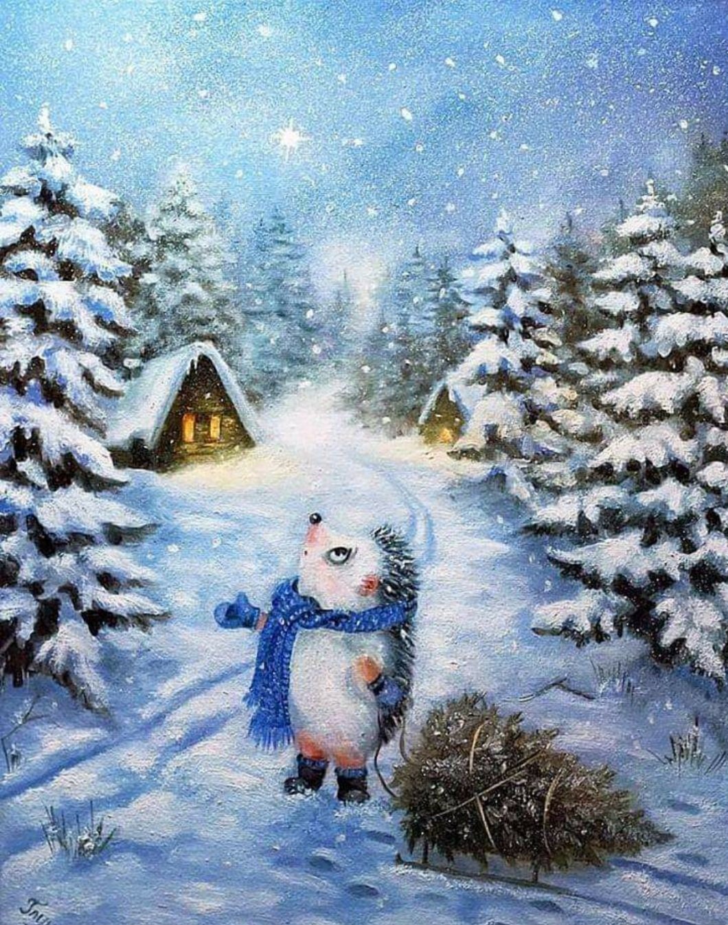 Зима Ирина Глущенко художник Ежи