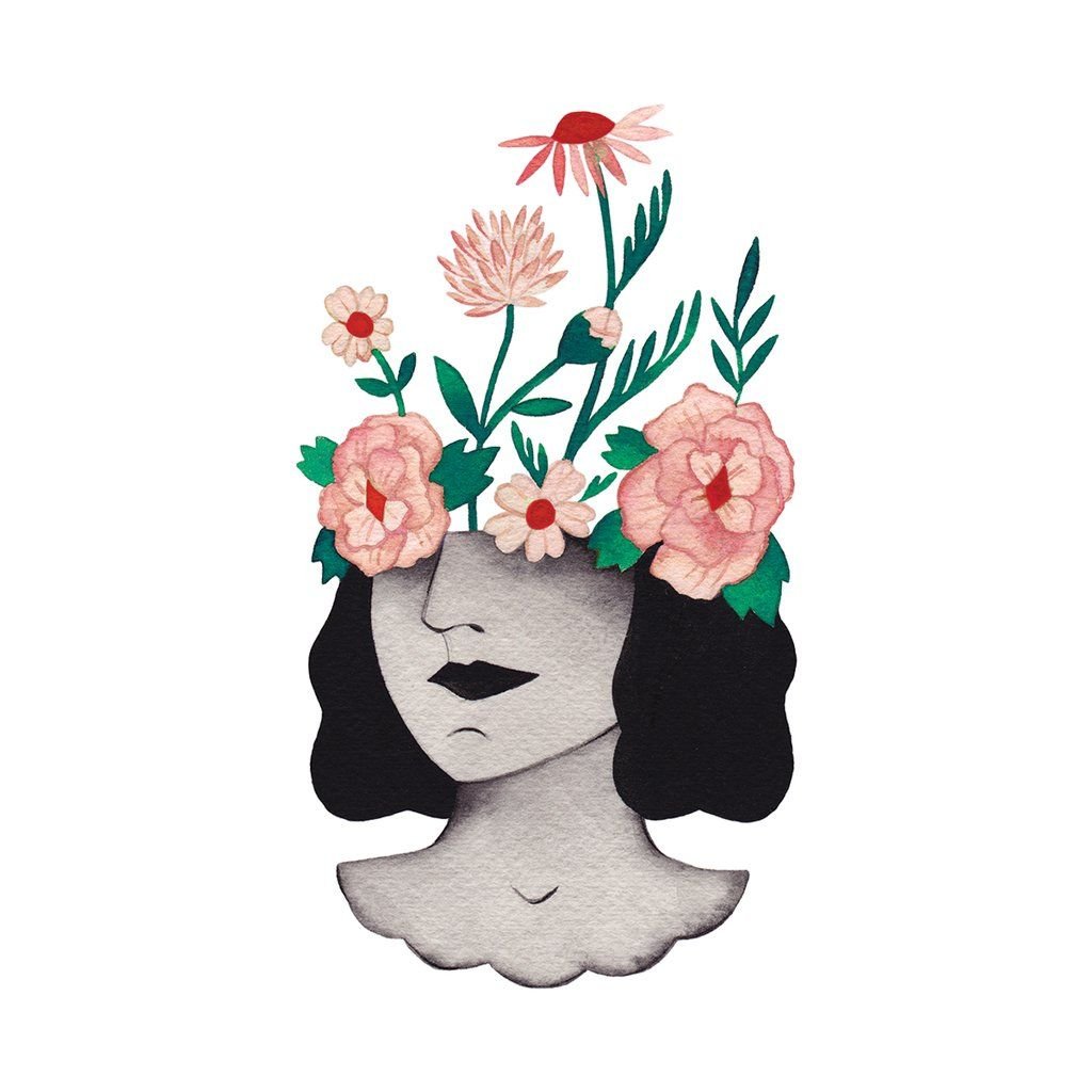 Голова в цветах иллюстрация
