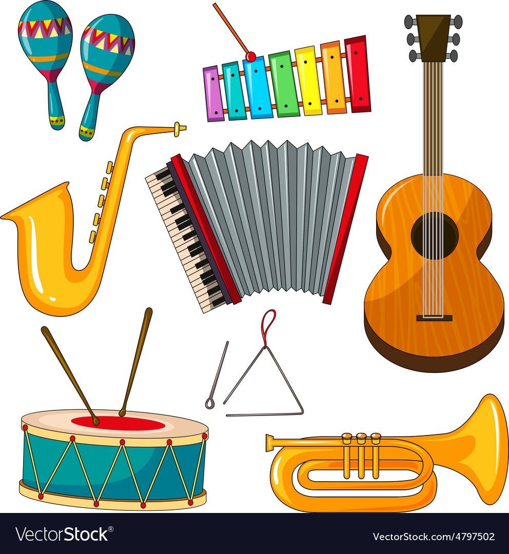 Дети с музыкальными инструментами вектор