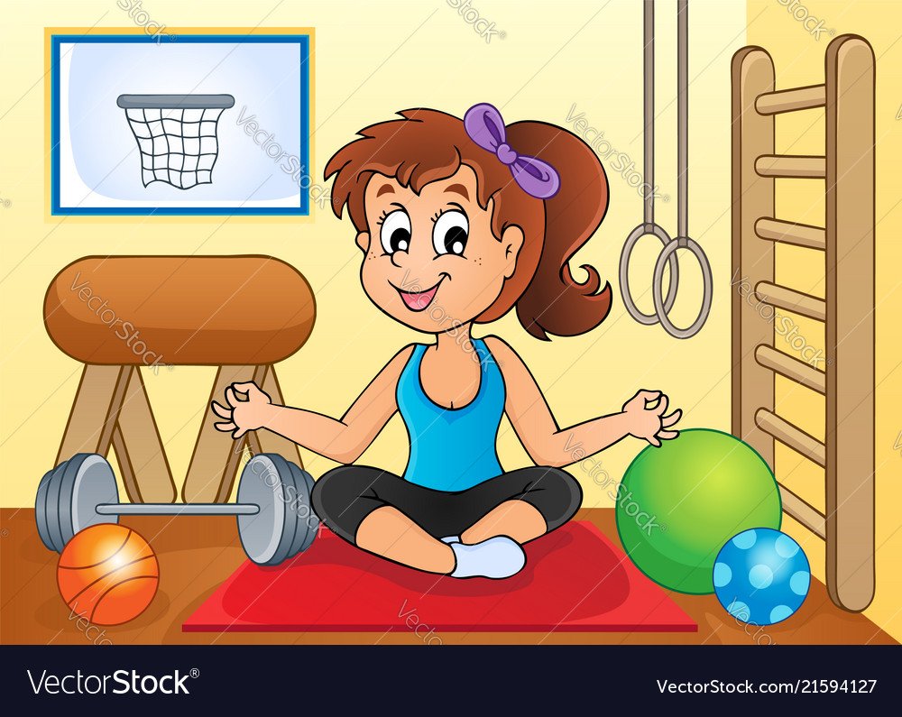 Дети в спортзале иллюстрация