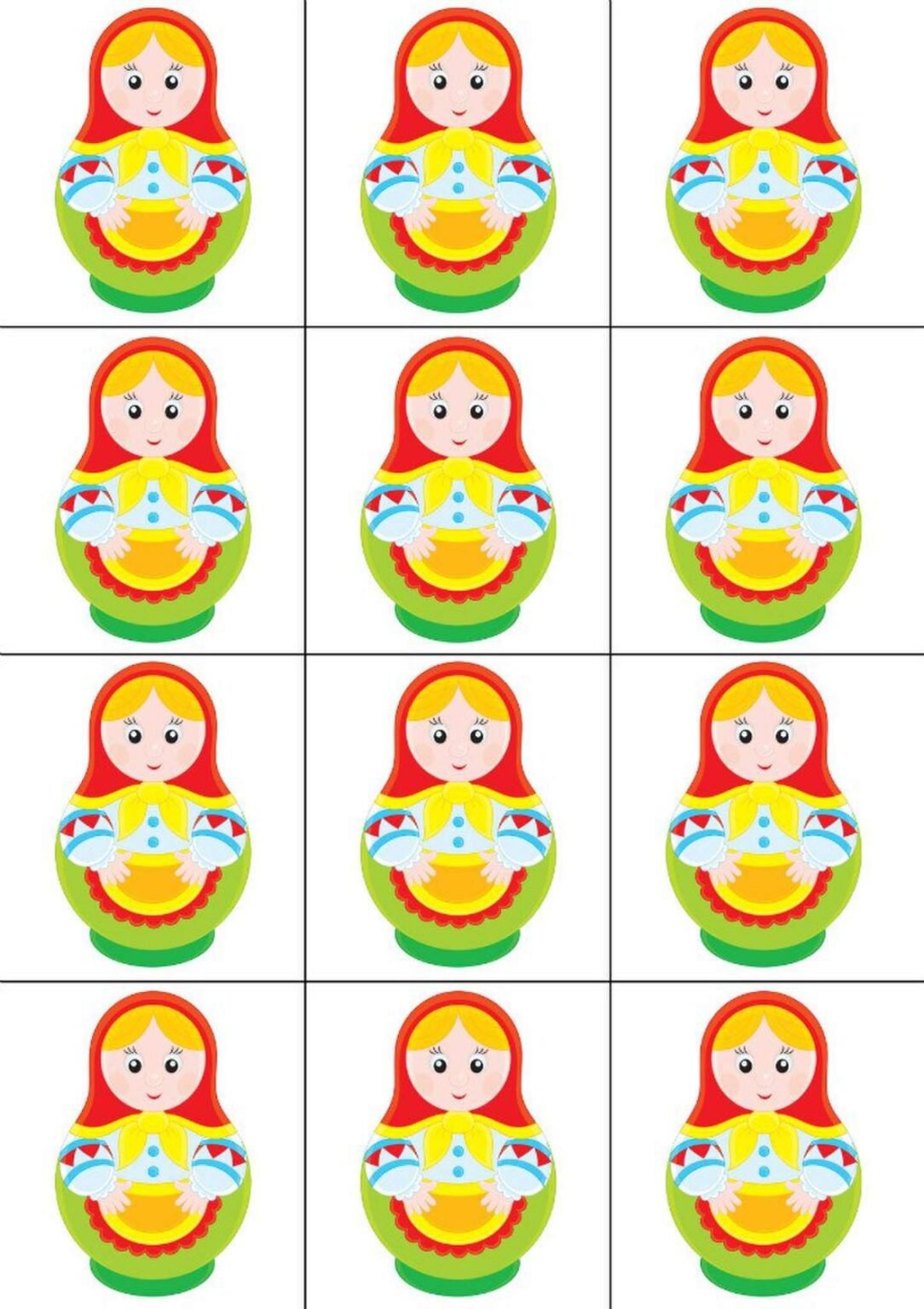 Раздаточный материал матрешки