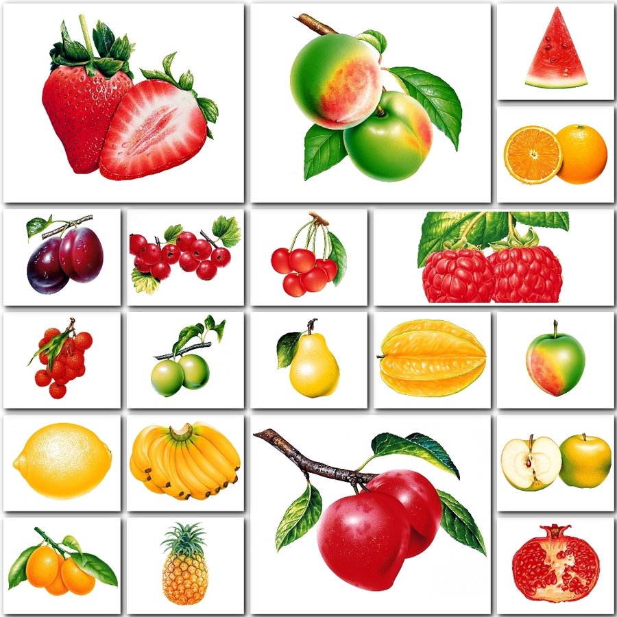 Карточки фрукты и ягоды