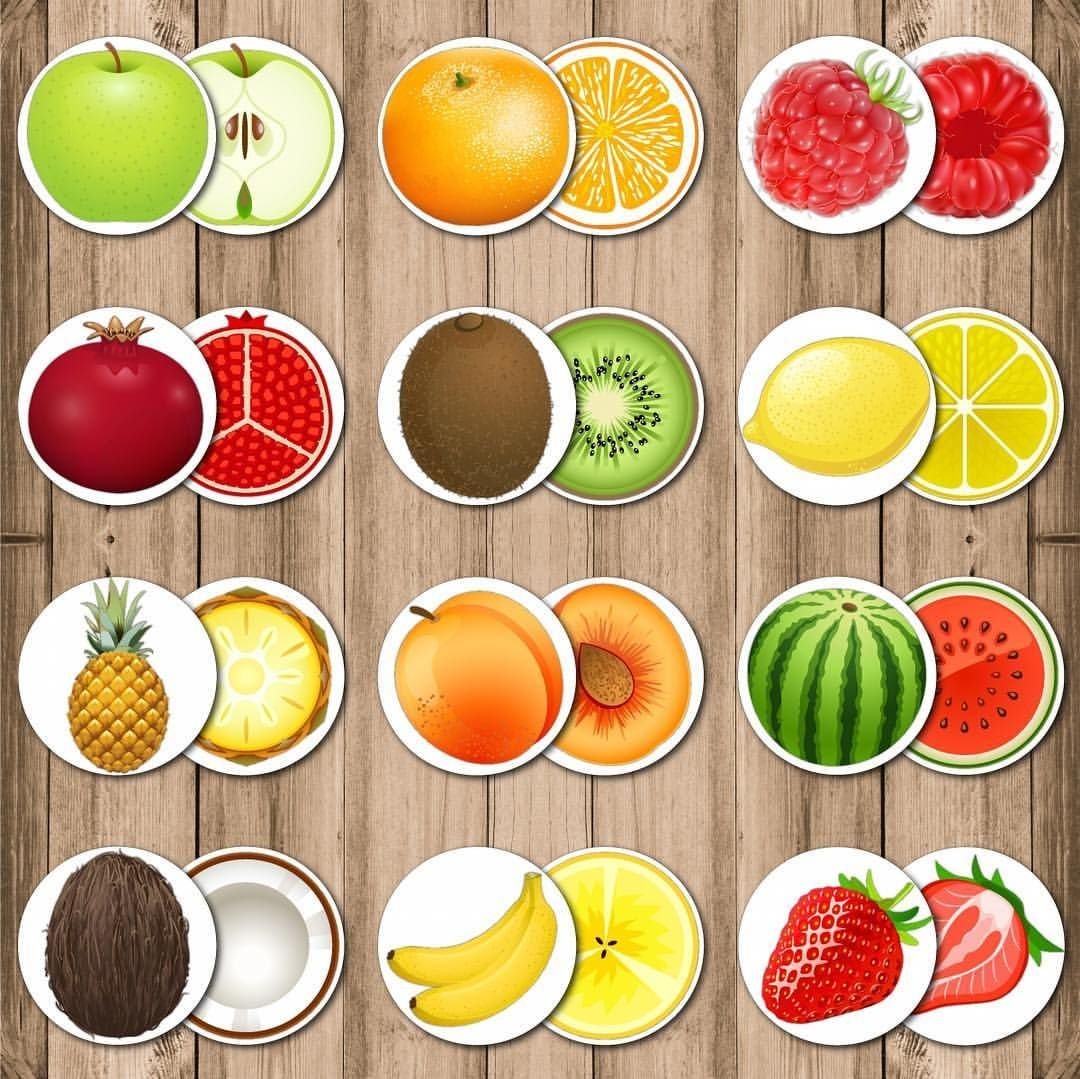 Круглые фрукты в разрезе