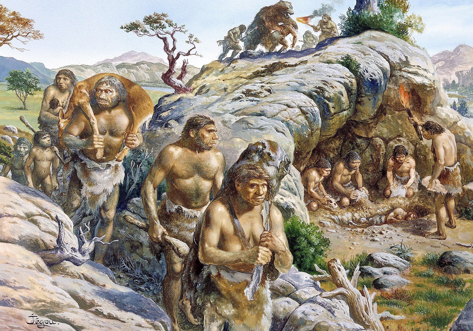 Человек люди общество человечество. Жизнь древнего человека. Неандерталец и человек разумный. Появление человека разумного. Неандерталец образ жизни.