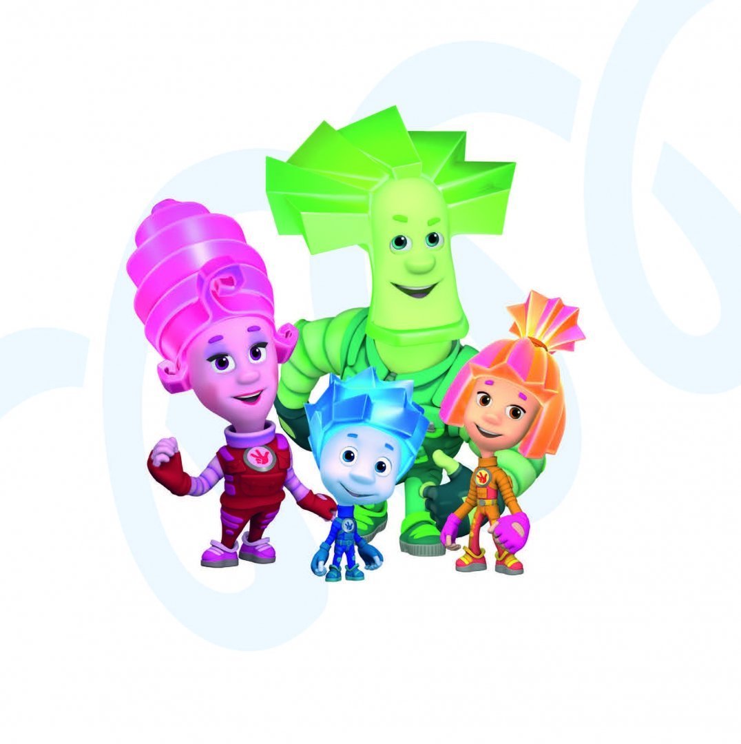 Фиксики Нолик и Симка на белом фоне