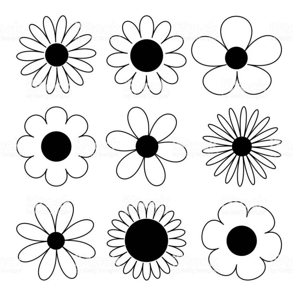 Ромашка силует цветка линией