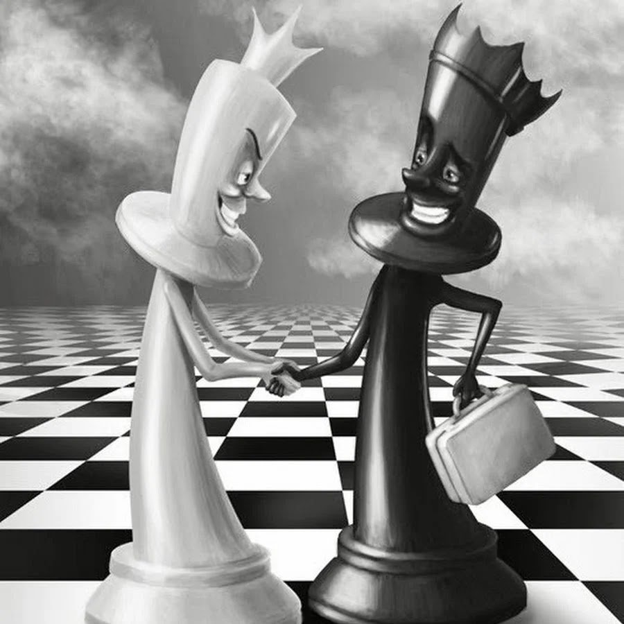 Шахматы черный Король белый ферзь