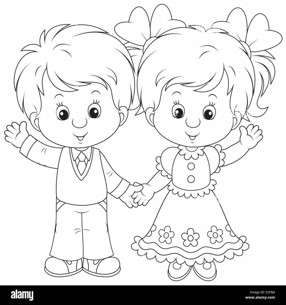 Трафарет мальчика и девочки